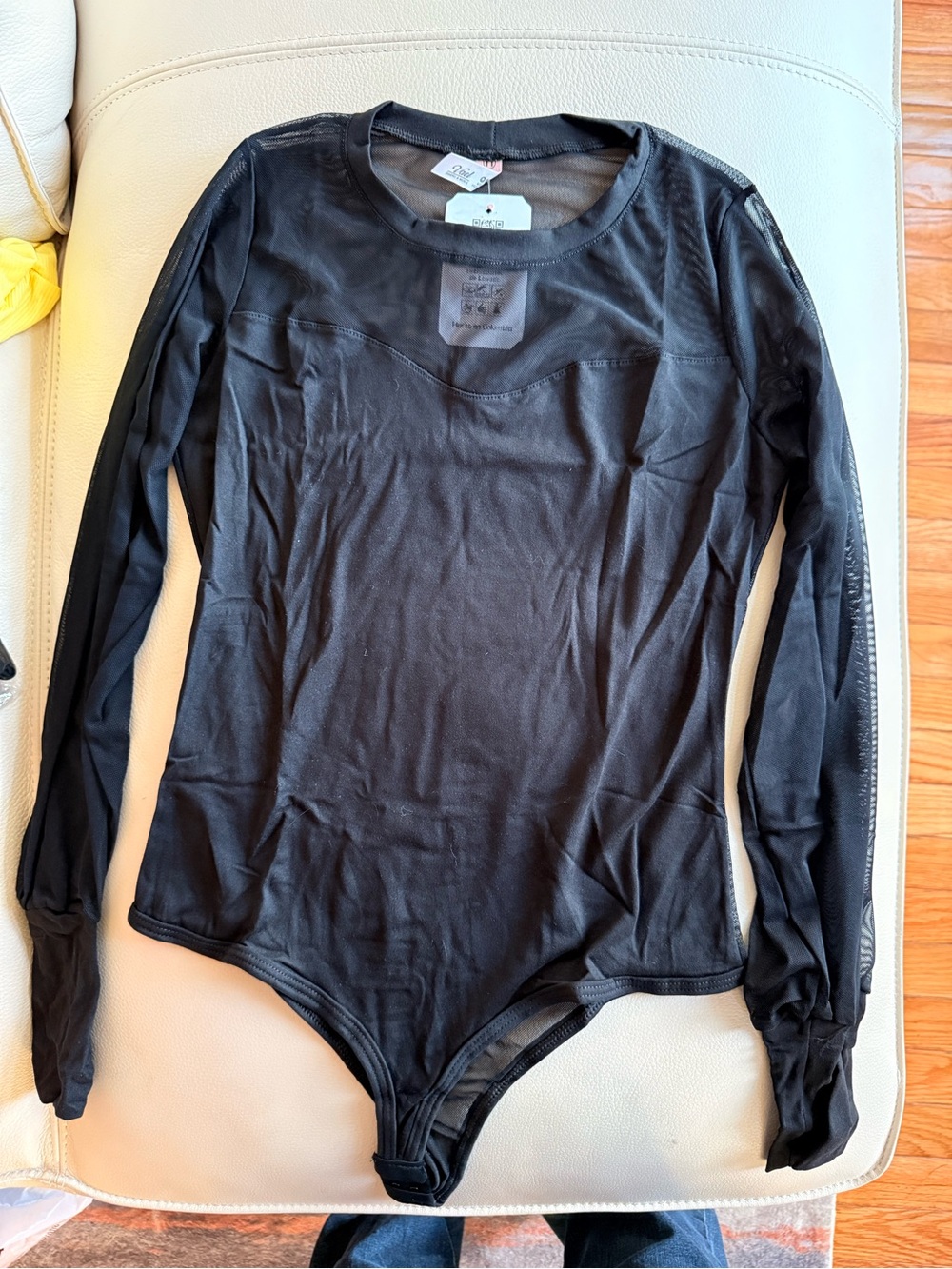 Black Sheer Mesh Back & Sleeve Bodysuit